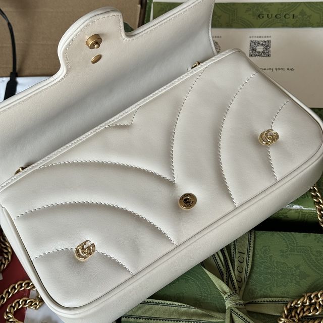 GG original calfskin marmont mini flap bag 768293 white