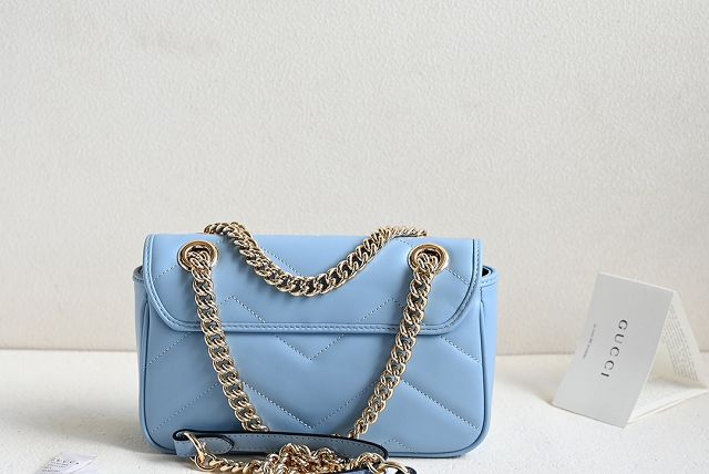 GG original calfskin marmont mini bag 446744 light blue