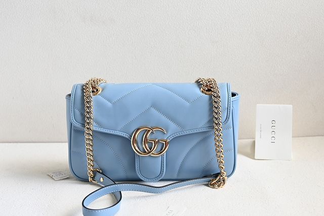 GG original calfskin marmont small shoulder bag 443497 light blue