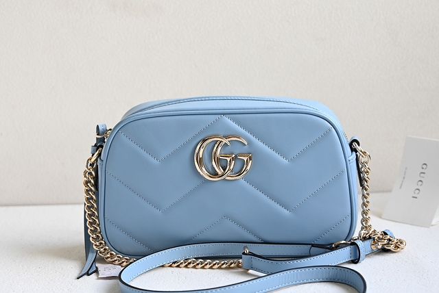 GG original calfskin marmont small shoulder bag 447632 blue