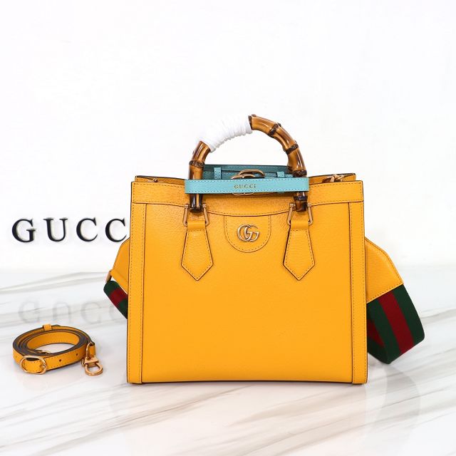 GG original calfskin diana small tote bag 702721 yellow