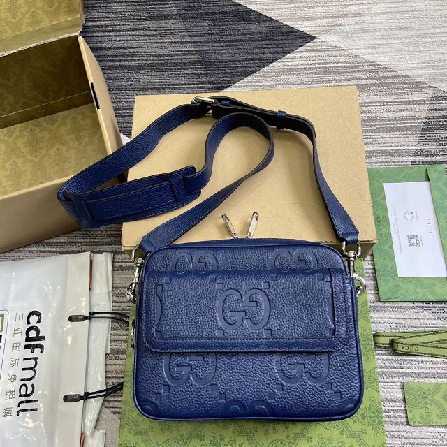 GG original calfskin jumbo GG small crossbody bag 794088 blue