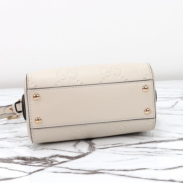 GG original calfskin super mini top handle bag 790130 white