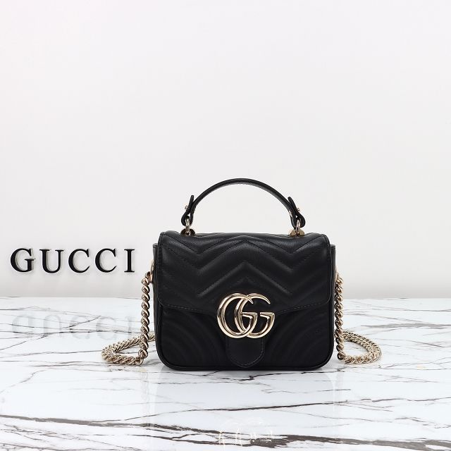 GG original calfskin marmont mini top handle bag 811238 black