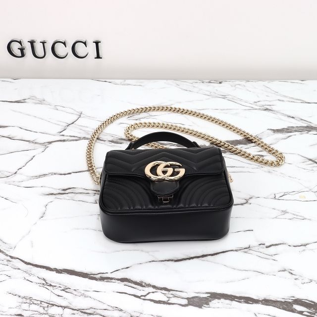 GG original calfskin marmont mini top handle bag 811238 black