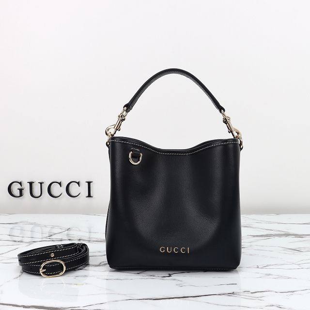 GG original calfskin emblem mini bucket bag 815118 black