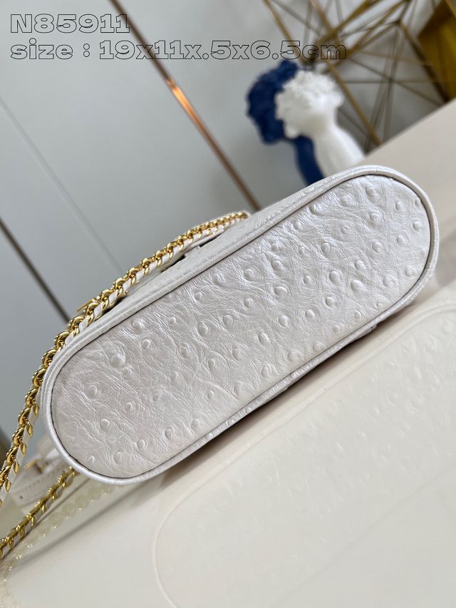 Louis vuitton original ostrich calfskin vanity chain pouch N85911 white