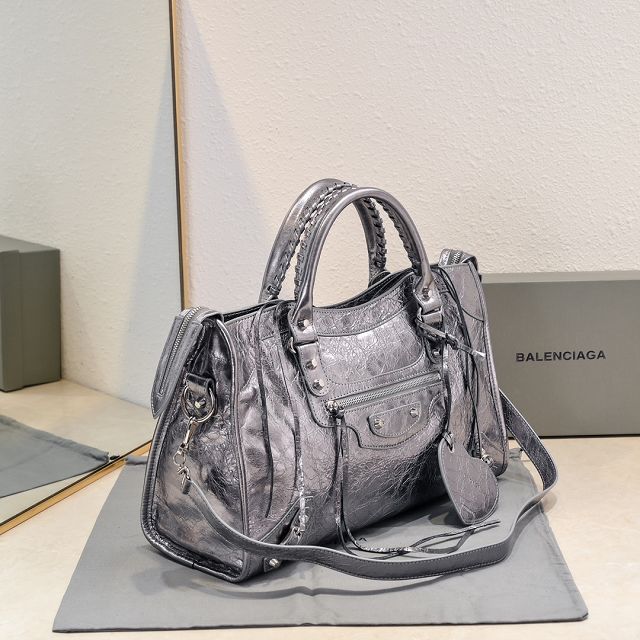 Balenciaga original lambskin le city medium bag 7977862 dark silver