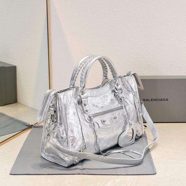 Balenciaga original lambskin le city medium bag 7977862 silver