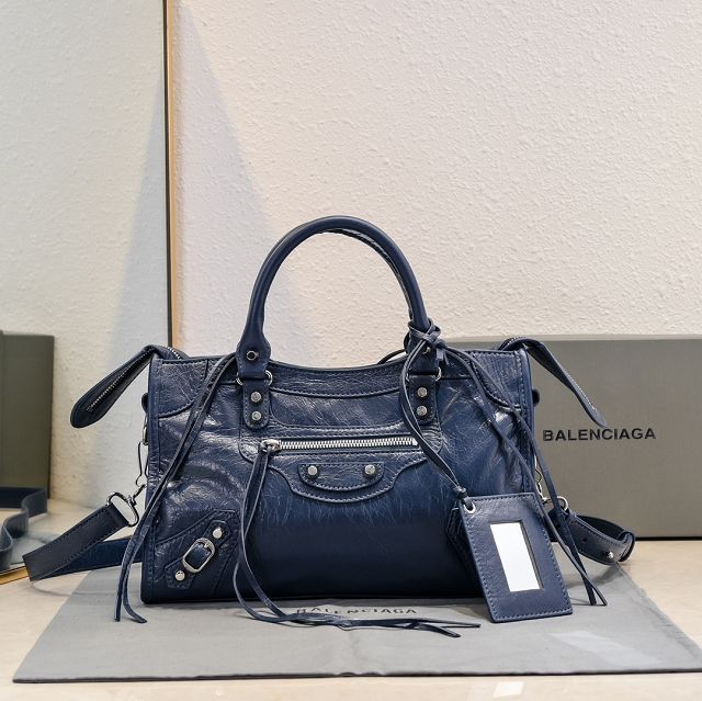 Balenciaga original lambskin le city small bag 8114422 navy blue