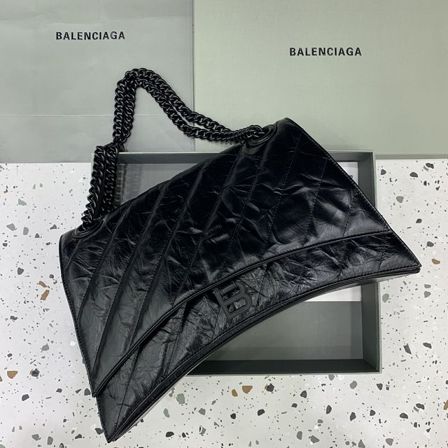 Balenciaga original calfskin crush large chain bag 7163322 black