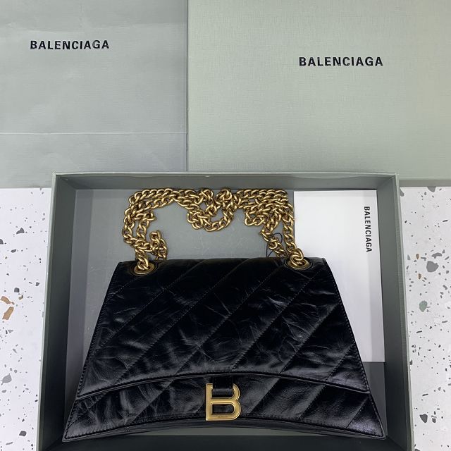 Balenciaga original calfskin crush medium chain bag 7163932 black