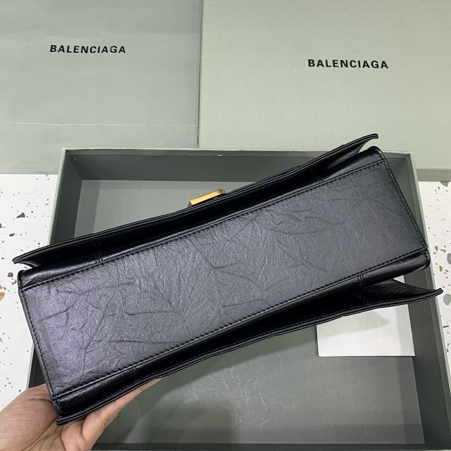 Balenciaga original calfskin crush medium chain bag 7163932 black