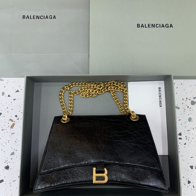 Balenciaga original calfskin crush medium chain bag 7163932 black