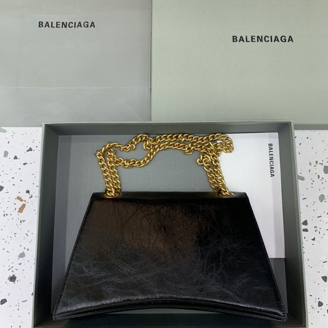 Balenciaga original calfskin crush medium chain bag 7163932 black