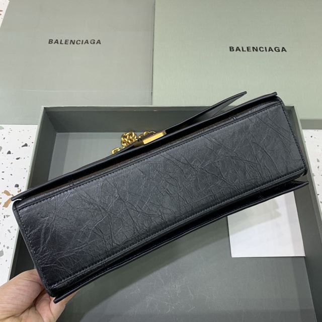 Balenciaga original calfskin crush medium chain bag 7163932 black