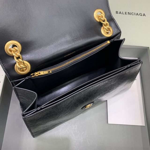 Balenciaga original calfskin crush medium chain bag 7163932 black