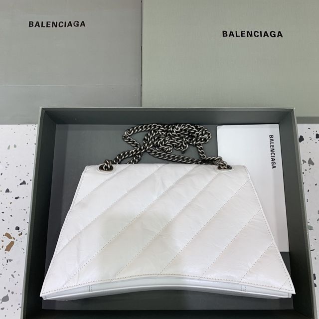 Balenciaga original calfskin crush medium chain bag 7163932 white