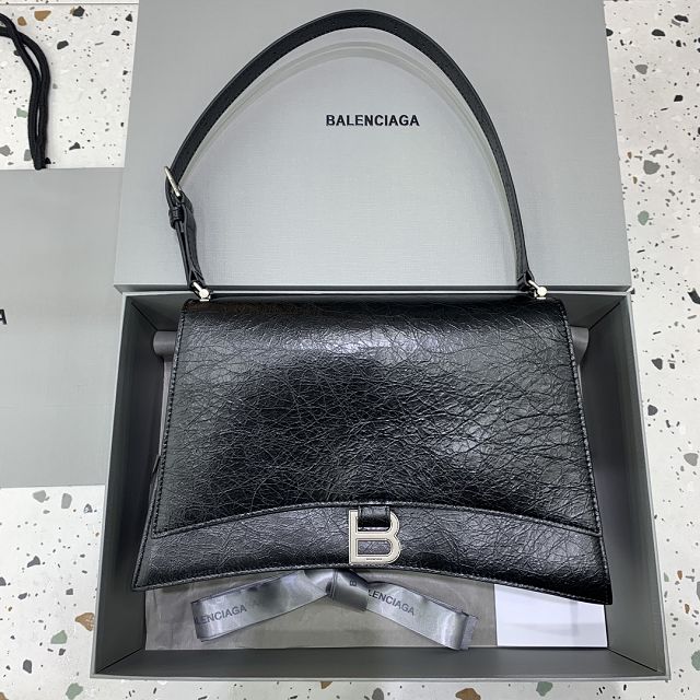 Balenciaga original calfskin crush medium shoulder bag 7263311 black