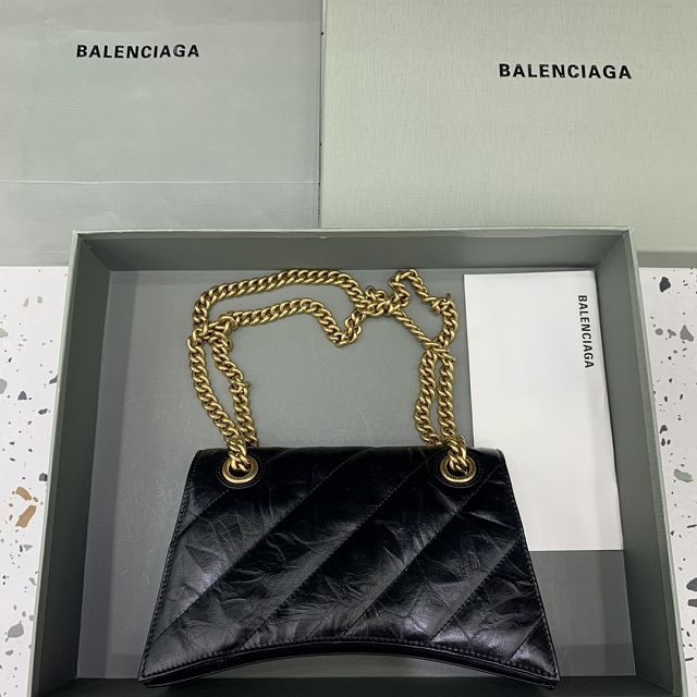 Balenciaga original calfskin crush small chain bag 7163512 black