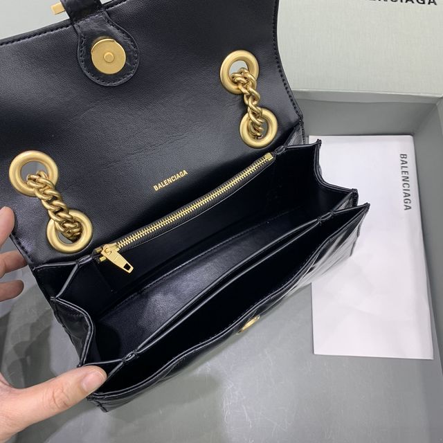 Balenciaga original calfskin crush small chain bag 7163512 black