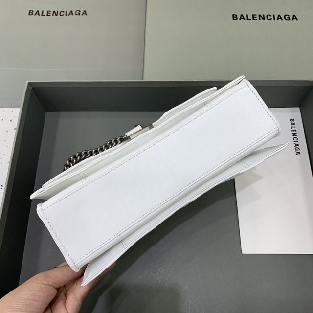 Balenciaga original calfskin crush small chain bag 7163512 white