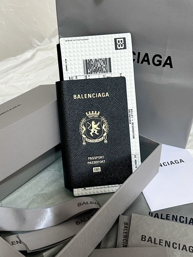 Balenciaga original calfskin passport  phone holder 7877332 black