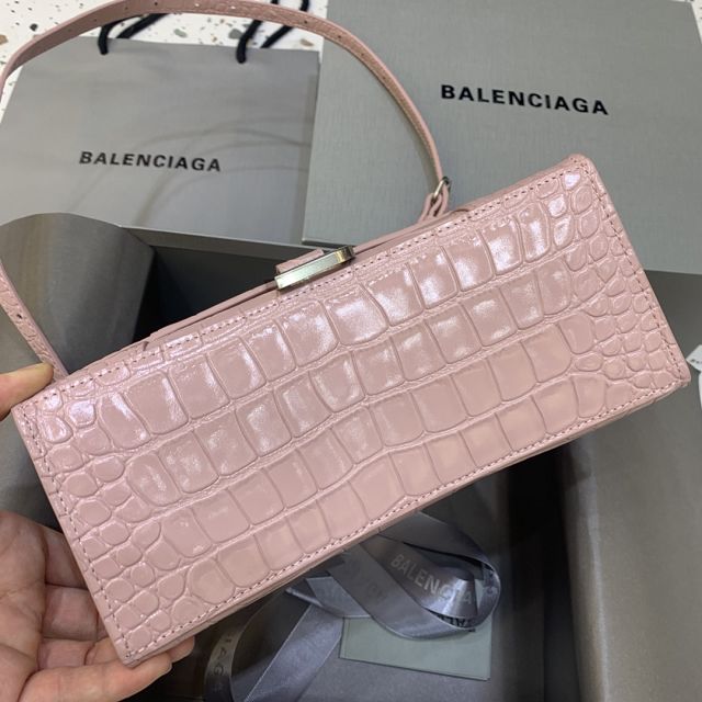 Balenciaga original crocodile calfskin hourglass small handbag 5935461 pink