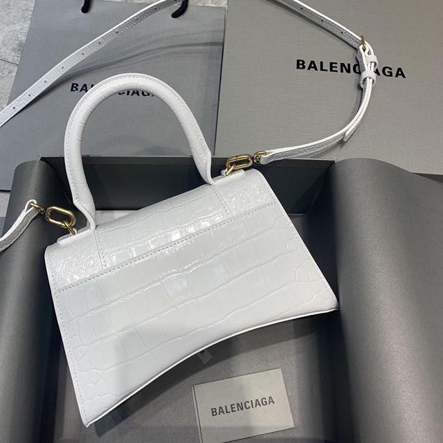 Balenciaga original crocodile calfskin hourglass small handbag 5935461 white