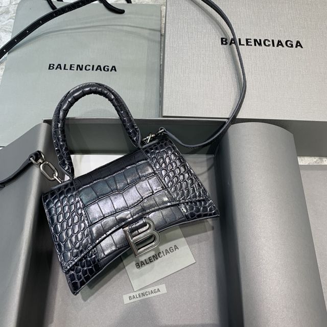 Balenciaga original crocodile calfskin hourglass xs handbag 5928331 black