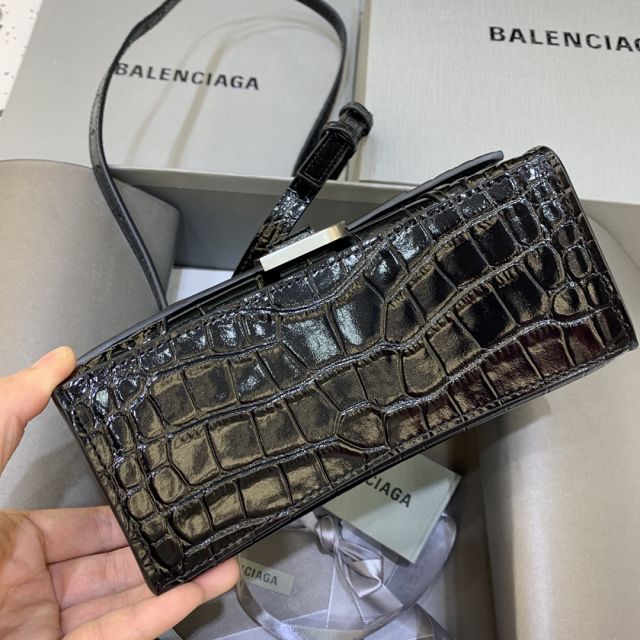 Balenciaga original crocodile calfskin hourglass xs handbag 5928331 black