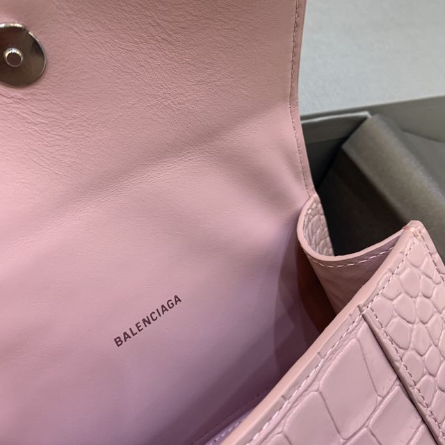 Balenciaga original crocodile calfskin hourglass xs handbag 5928331 pink