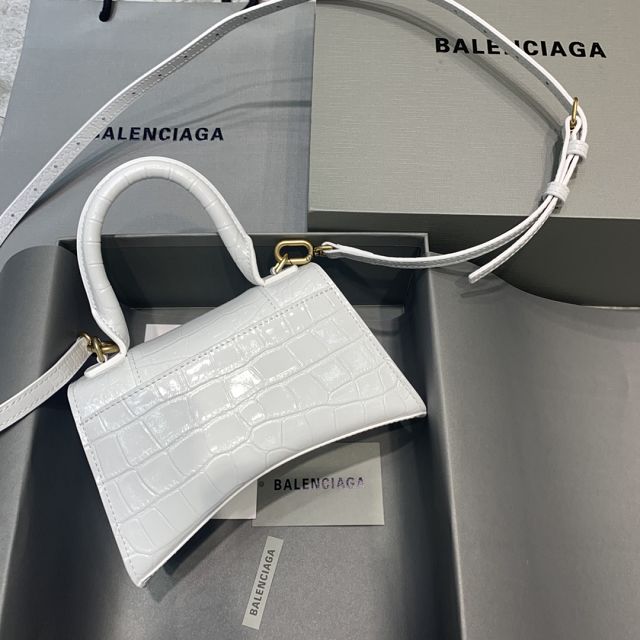 Balenciaga original crocodile calfskin hourglass xs handbag 5928331 white