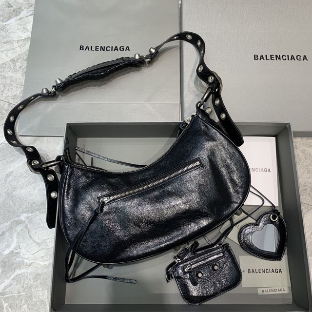 Balenciaga original lambskin le cagole small shoulder bag 6713071 black