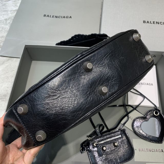 Balenciaga original lambskin le cagole small shoulder bag 6713071 black