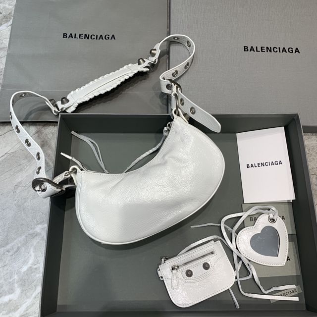 Balenciaga original lambskin le cagole xs shoulder bag 6713091 white