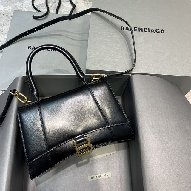 Balenciaga original shiny calfskin hourglass small handbag 5935461 black