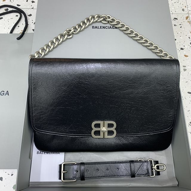 Balenciaga original calfskin BB soft large flap bag 7484882 black