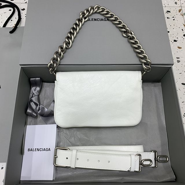 Balenciaga original calfskin BB soft small flap bag 7485982 white