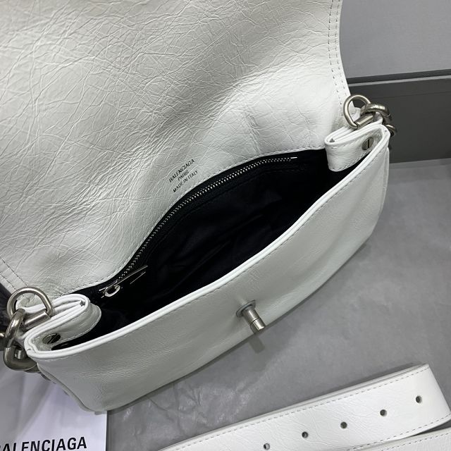 Balenciaga original calfskin BB soft small flap bag 7485982 white