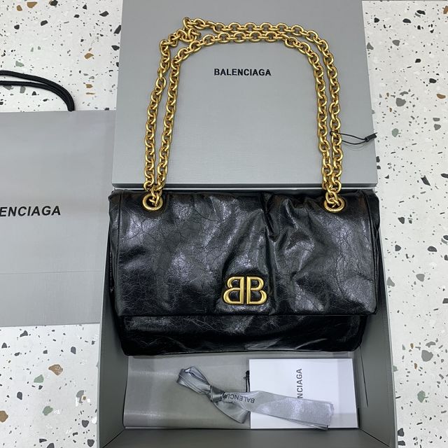 Balenciaga original calfskin monaco small bag 7659662 black	