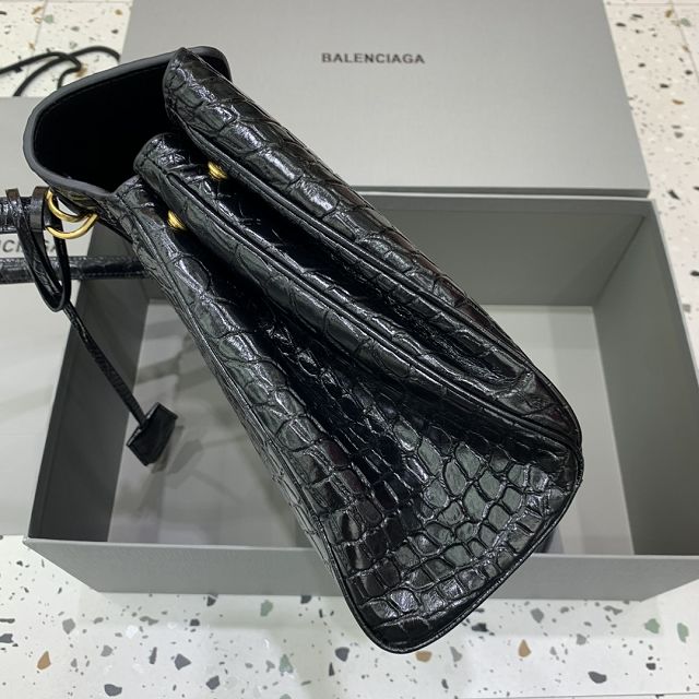 Balenciaga original crocodile calfskin rodeo medium handbag 7897722 black