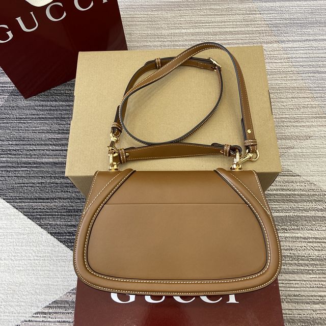 GG original calfskin blondie small top handle bag 815714 brown