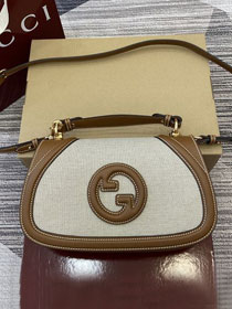 GG original canvas blondie small top handle bag 815714 white&brown