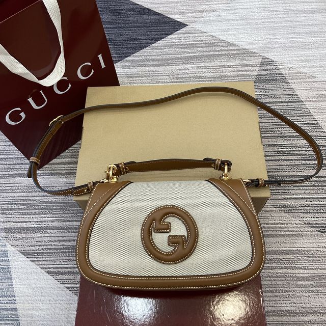 GG original canvas blondie small top handle bag 815714 white&brown