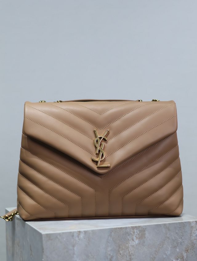 YSL original calfskin loulou medium bag 487216 apricot