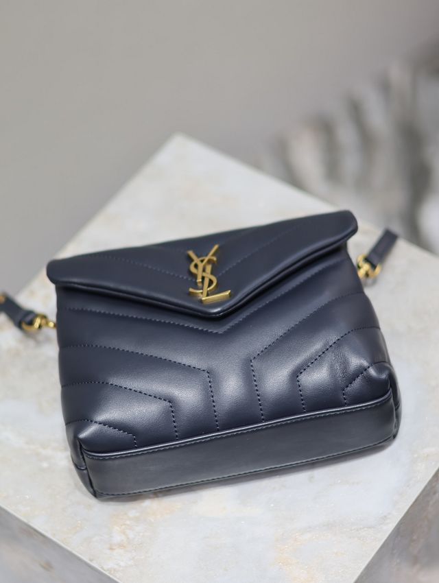 YSL original calfskin loulou mini bag 467072 navy blue