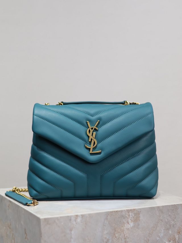 YSL original  calfskin loulou small bag 494699 blue