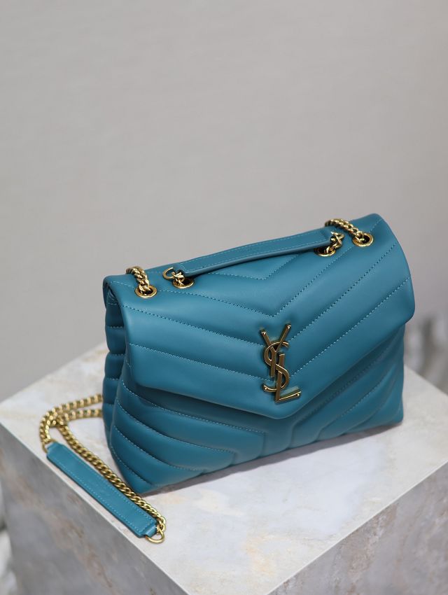 YSL original  calfskin loulou small bag 494699 blue