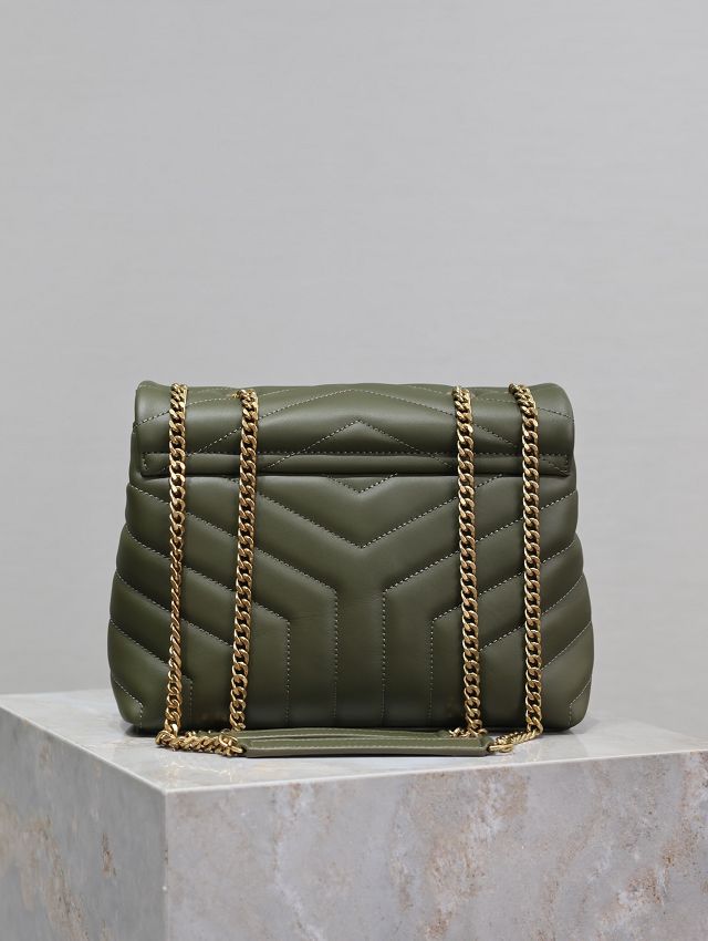 YSL original  calfskin loulou small bag 494699 dark green